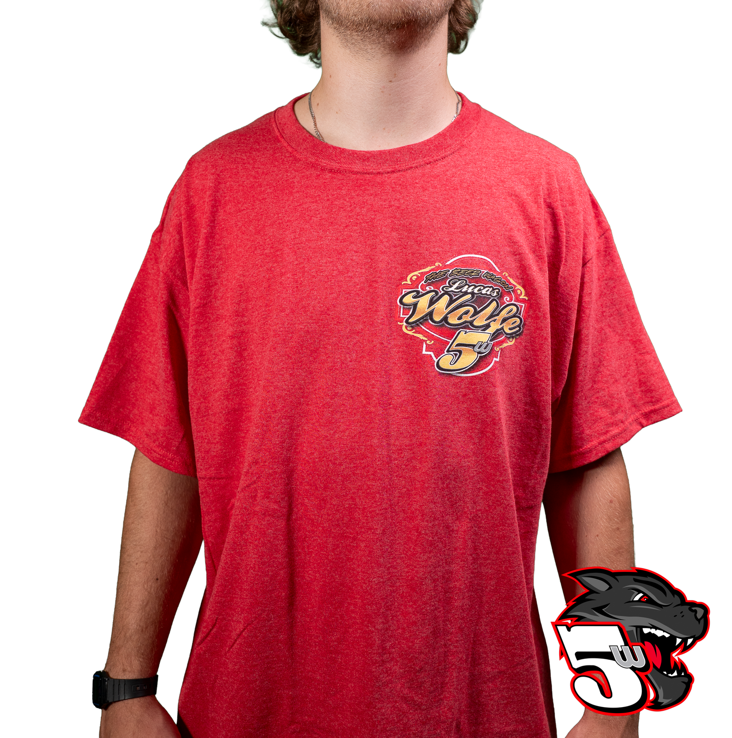 π Lucas Wolfe Retro Badge Tee Red Heather