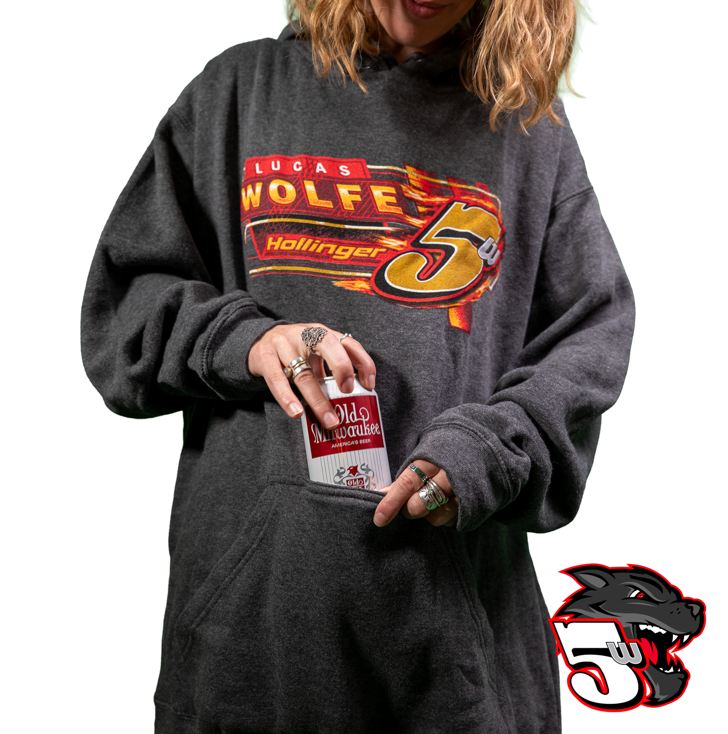Lucas Wolfe 5W Koozie Pocket Hoodie – Charcoal