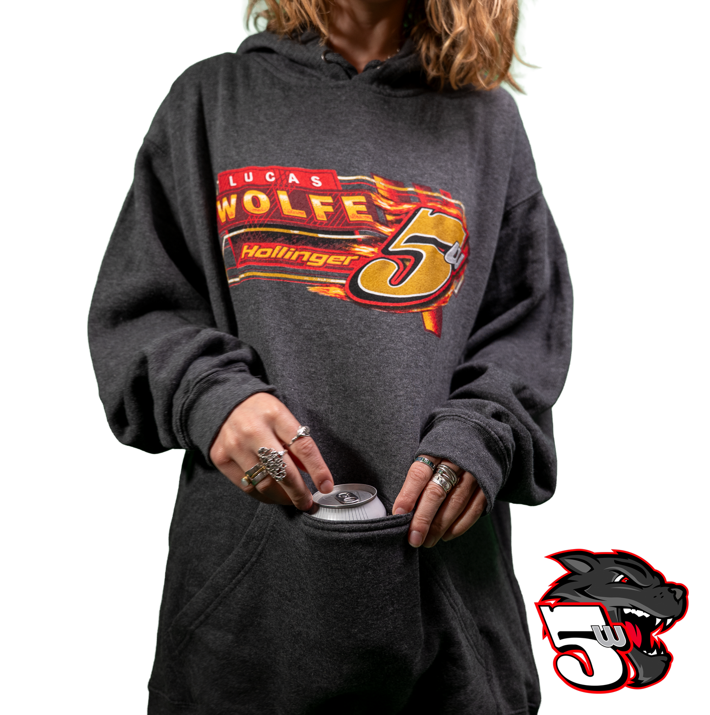 Lucas Wolfe 5W Koozie Pocket Hoodie – Charcoal