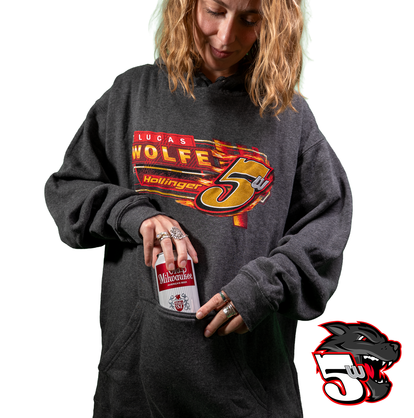 Lucas Wolfe 5W Koozie Pocket Hoodie – Charcoal