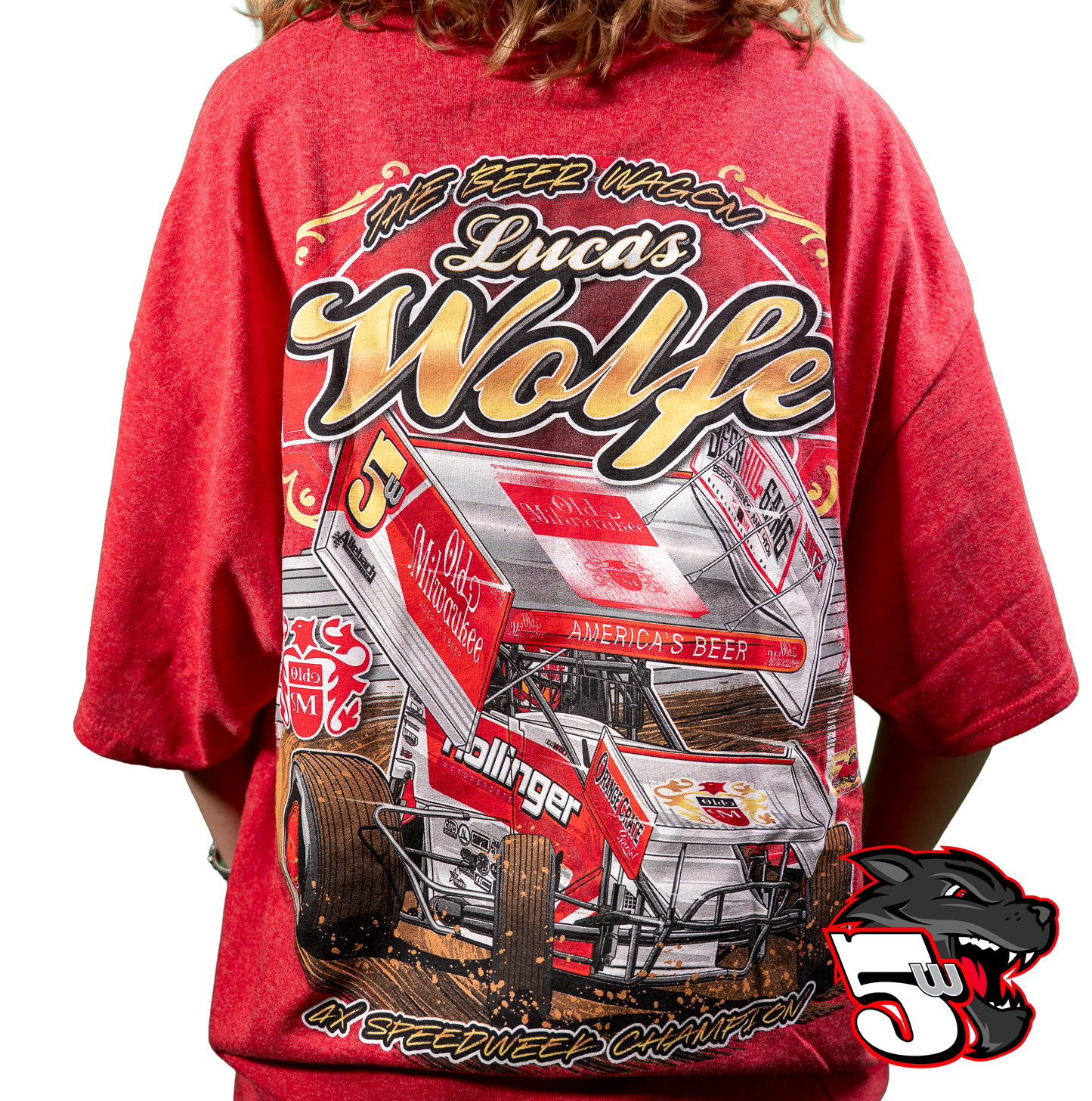 π Lucas Wolfe Retro Badge Tee Red Heather