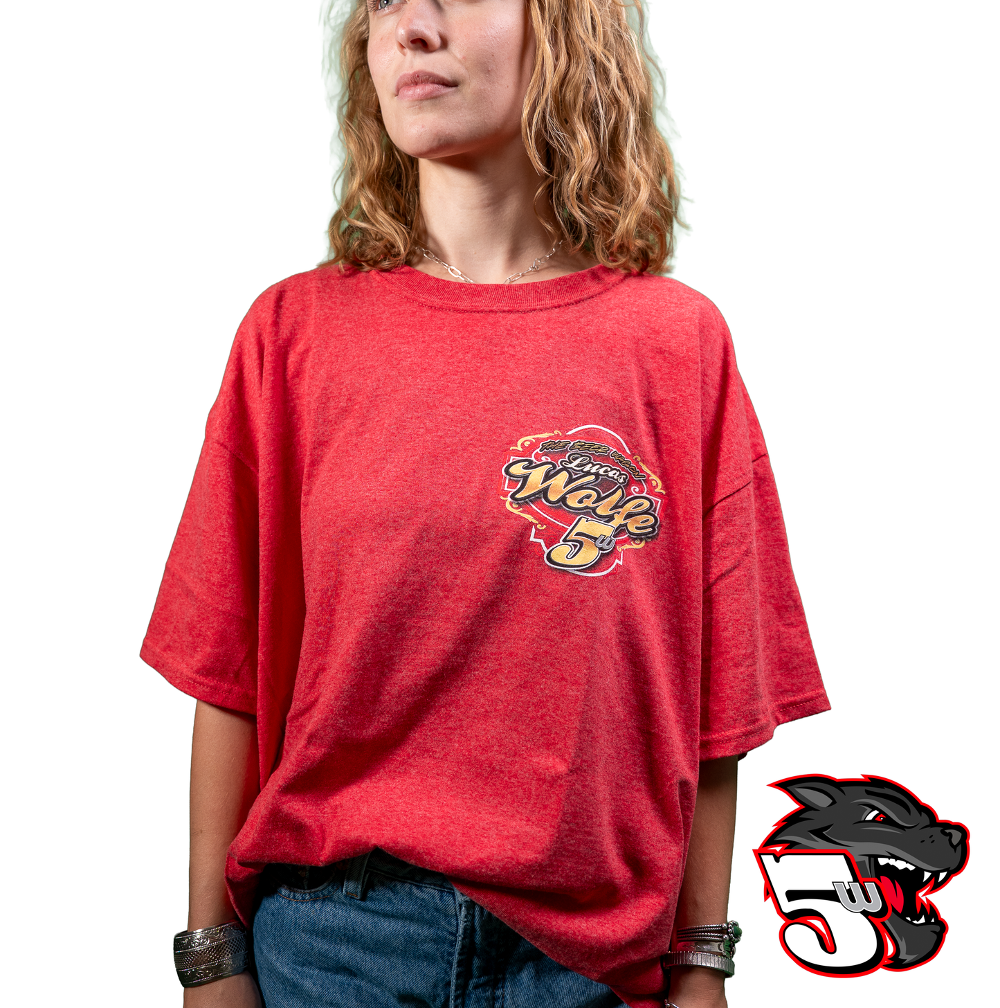 π Lucas Wolfe Retro Badge Tee Red Heather