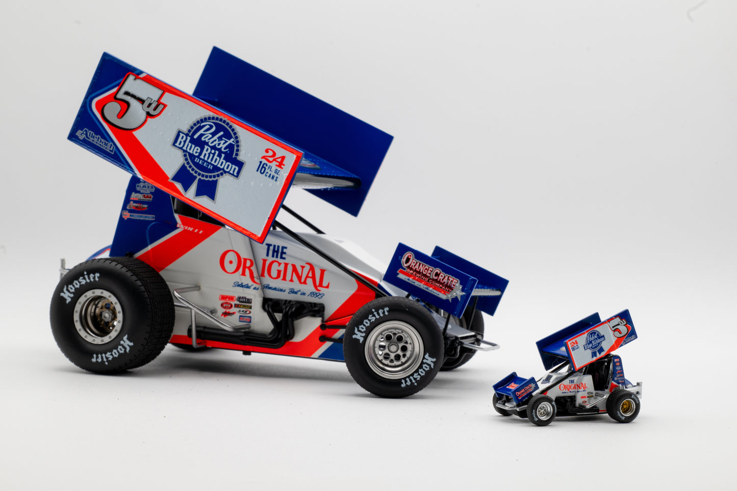 2022 Lucas Wolfe #5W Pabst Blue Ribbon Orange Crate 1:18 Scale Diecast Sprint Car