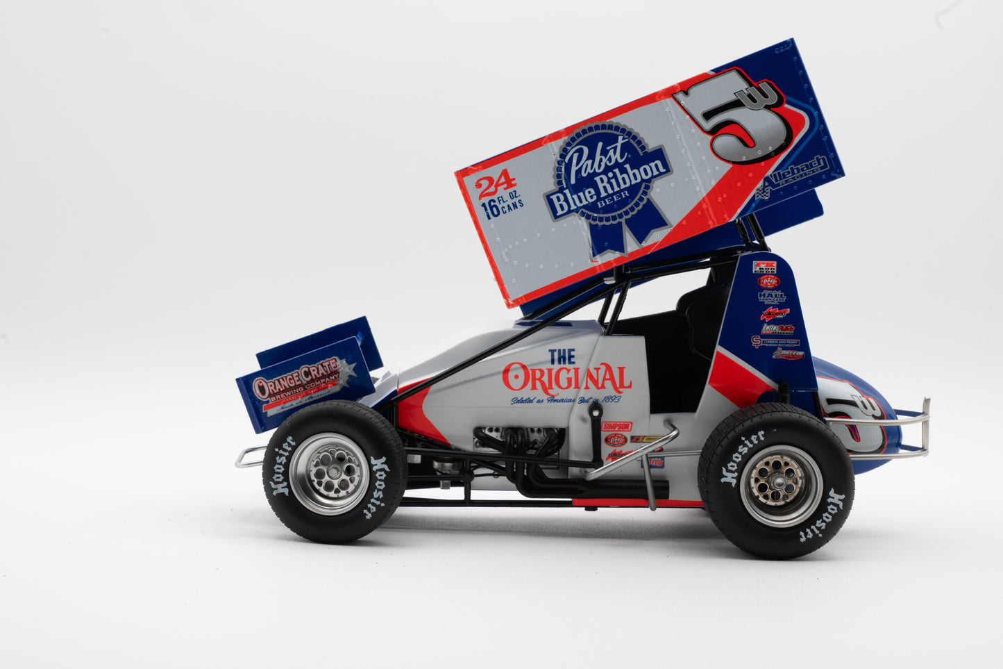 2022 Lucas Wolfe #5W Pabst Blue Ribbon Orange Crate 1:18 Scale Diecast Sprint Car