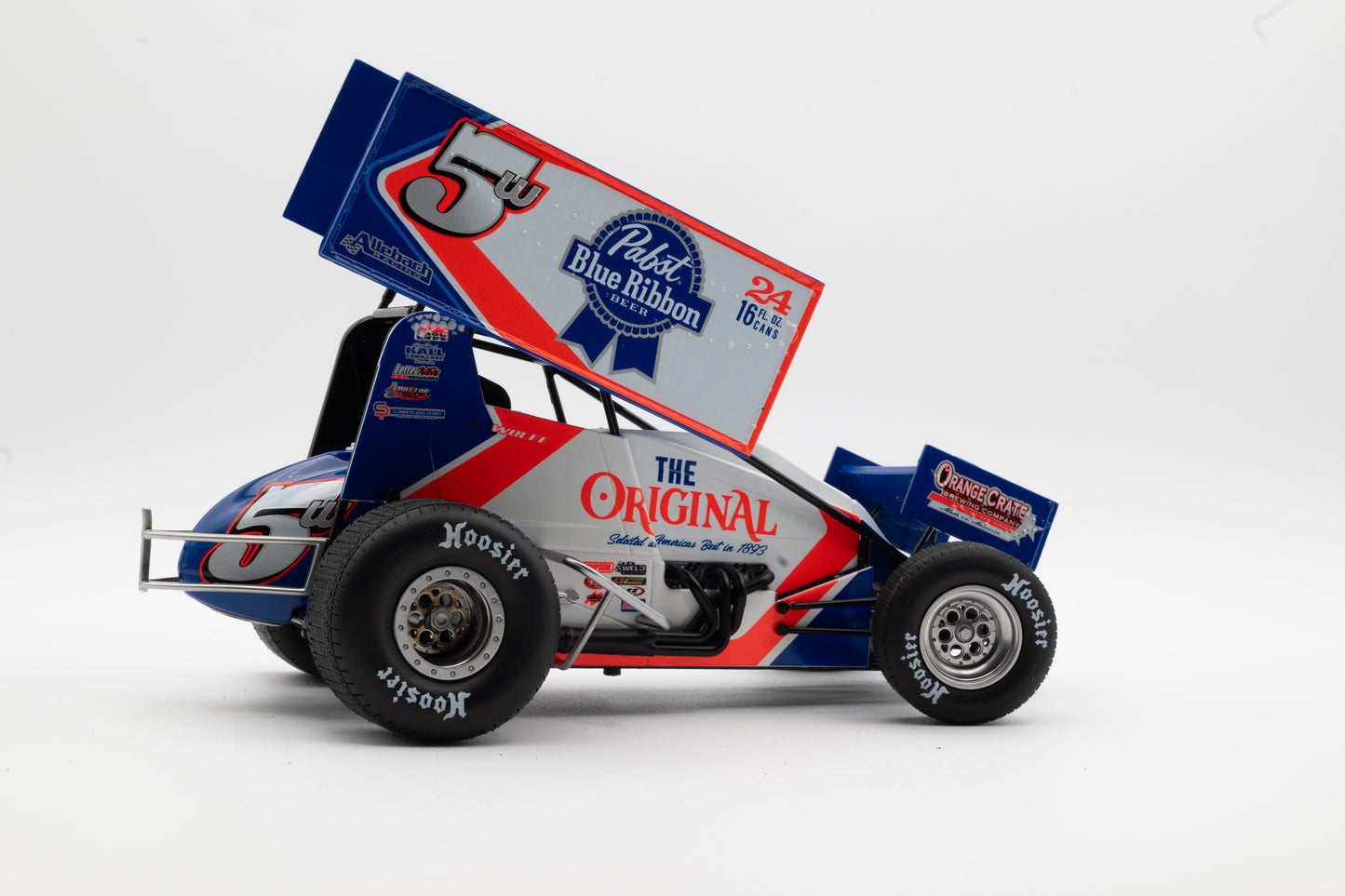 2022 Lucas Wolfe #5W Pabst Blue Ribbon Orange Crate 1:18 Scale Diecast Sprint Car