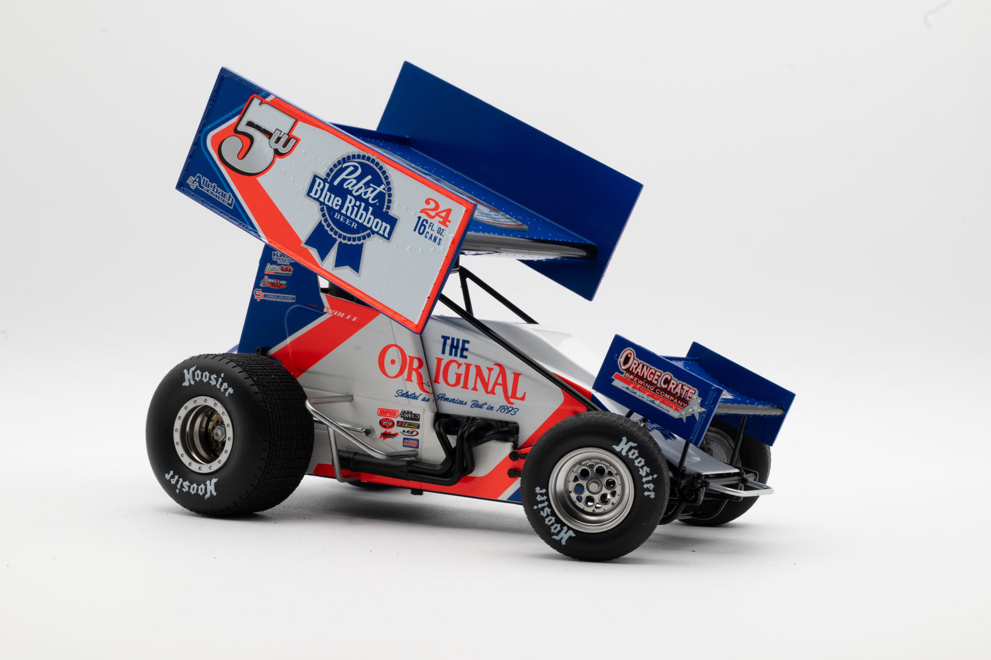 2022 Lucas Wolfe #5W Pabst Blue Ribbon Orange Crate 1:18 Scale Diecast Sprint Car