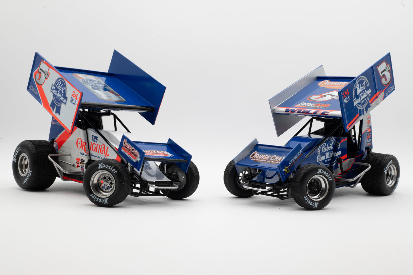 2022 Lucas Wolfe #5W Pabst Blue Ribbon Orange Crate 1:18 Scale Diecast Sprint Car